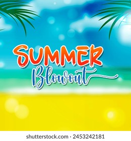 Vibrant summer sale design with stylish typography and a sunny beach backdrop - Powered by Shutterstock