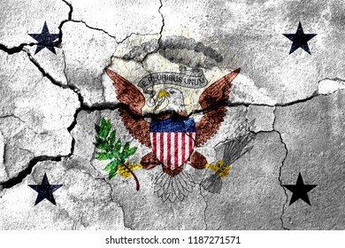 Vice President Of The United States Rusted Cracked Flag, Rusty Background. United States Of America, Earthquake Consequences Concept