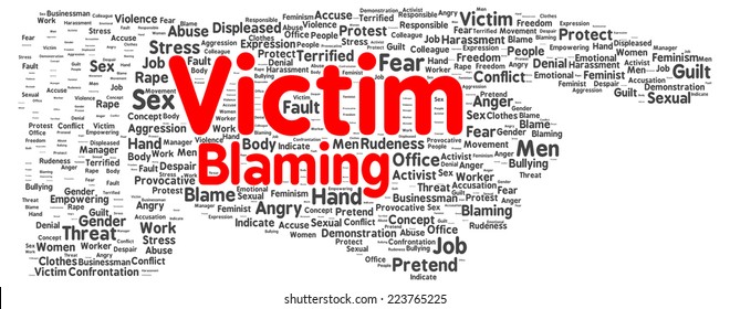 Victim Blaming Word Cloud Shape Concept