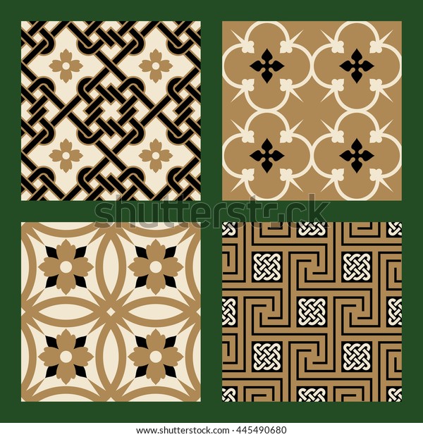 Victorian Design Patterns Set Stock Illustration 445490680