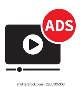 Video Ads Icon. Video Advertising Illustration