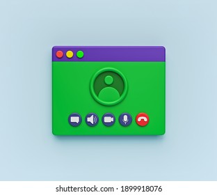 Video Call Screen Interface Window Isolated. Minimal Icon. 3d Rendering