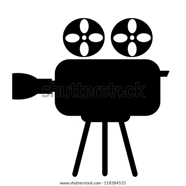 Video camera icon on a\
white background