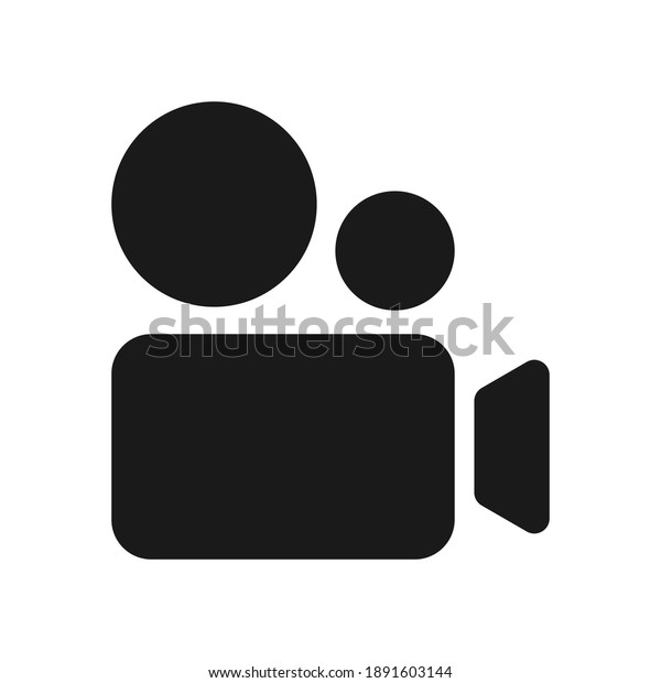 Video camera sign. Black icon on a white\
background.\
Illustration