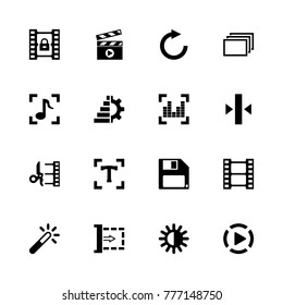 Video Editing Icons. Flat Simple Icon - Black Illustration On White Background.