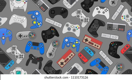 Video Game Controller Background Gadgets Seamless Pattern