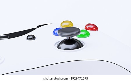 Video game controller close up. gamepad buttons close up on a white background. 3d render.