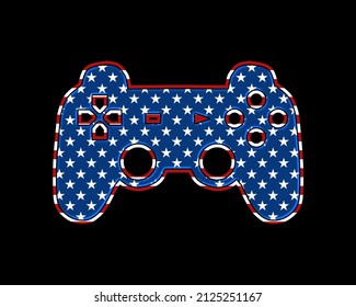 Video Game, Gamer Sign USA Flag, United States Of America Icon Logo Symbol, 3d Illustration