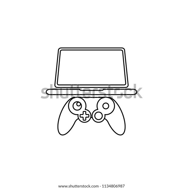 video game\
on the laptop icon. Element of cybersport icon for mobile concept\
and web apps. Thin line video game on the laptop icon can be used\
for web and mobile on white\
background