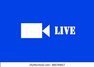 Video Live Sign Icon -Blue background