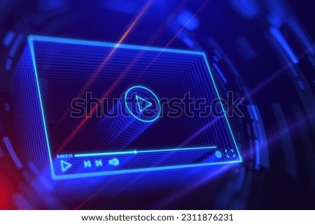 Video on demand. Concept of VDO streaming media, video streaming technology, webinar, online live video marketing, digital video advertising and media marketing. 3D Illustration