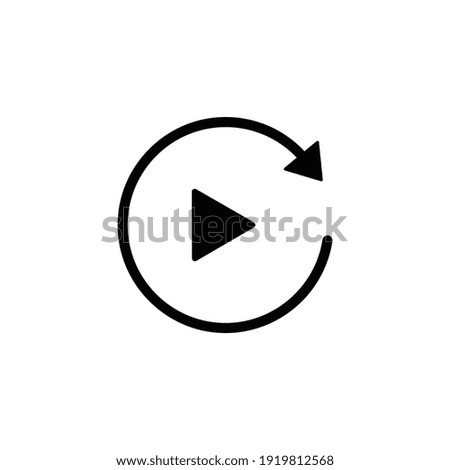 Video play button like simple replay icon isolated. Flat design.