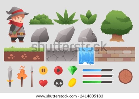 Videogame elements in flat design