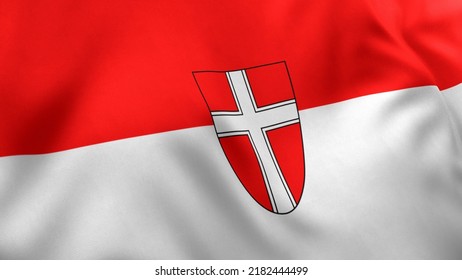 Vienna Flag, Austria, Close-up Side Angle, 3D Render