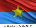 Viet Cong flag with fabric texture, official colors, 3D illustration