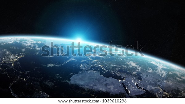 Blick Auf Den Blauen Planeten Erde Stockillustration