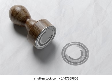 View Of A Circle Stamp Mockup - 3d Rendering