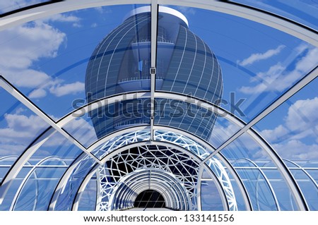 Similar – Basketball hoop from the frog’s perspective in front of a blue sky