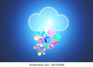 View of Colorfull data cube isolated on background- Technology concept