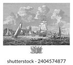 View of Dordrecht, Mathias de Sallieth, after Dirk de Jong, 1781 - 1787 View of Dordrecht, seen from the Merwede. Different boats on the water.