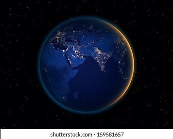 The View Of A Earth Dark Side From Space