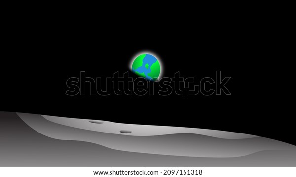 View\
of earth from moon, Earth from space illustration.\
