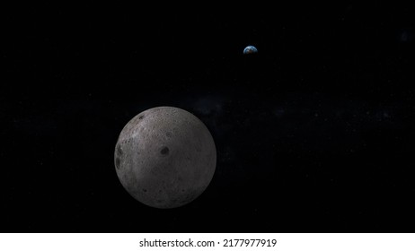 View From The Far Side Of The Moon 3d Rendering Illustration