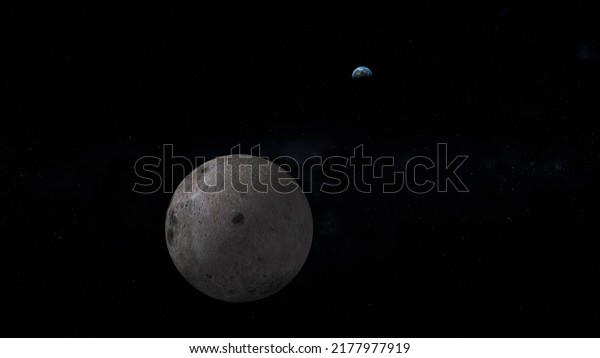view from the far side of the Moon 3d\
rendering\
illustration