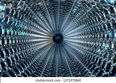 View Of A Graphene Molecular Nano Technology Structure On A Blue Background - 3d Rendering