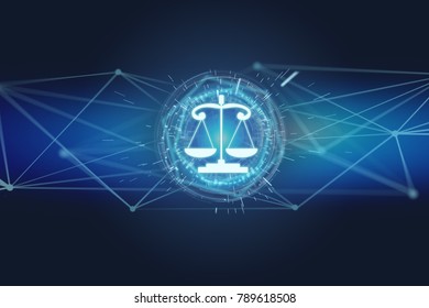 View Of A Justice Balance Icon On A Futuristic Interface 