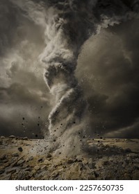 View of a large tornado, 3d animation