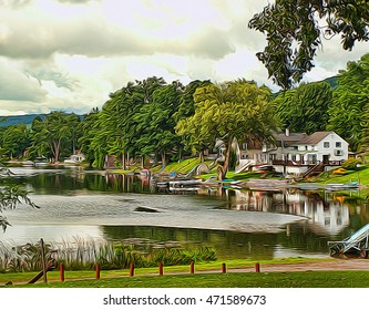 View Of Little York Lake In Cortland County, New York Depiction