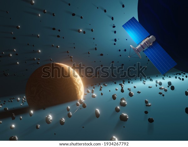 view of MERCURY and\
Spaceship in a space background, Planet in the solar system,\
galaxy, universe - 3D\
render