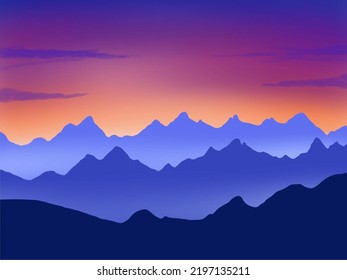 A View Of Misty Sunrise In The Mountains