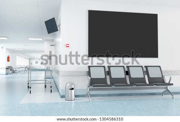 病院の待合室での額縁のモックアップのビュー のイラスト素材
