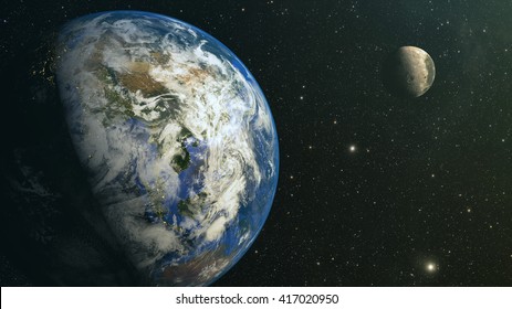 View from the moon orbit and rotating around the planet earth.
Elements of this image furnished by NASA - Powered by Shutterstock