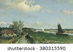 View near the Geest Bridge, by Johan Hendrik Weissenbruch, 1868, Dutch painting, oil on panel. Also known as 
