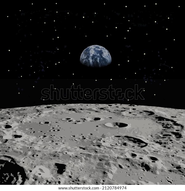View of Planet Earth From Moon, Illustration.\
Illustration of solar\
system.