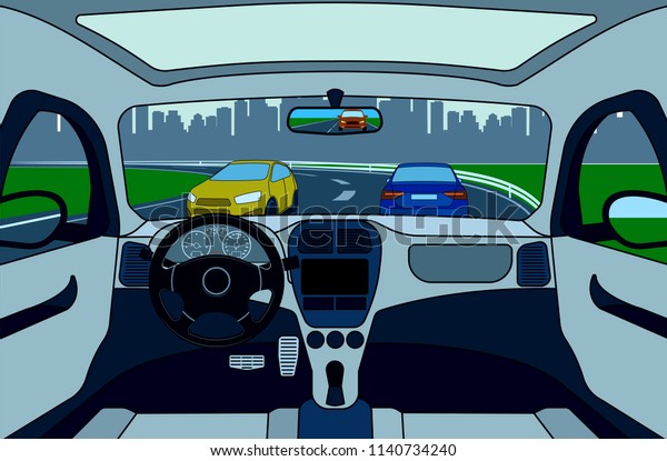 View of
the road from the car interior 
illustration.