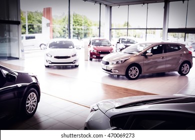 View Of Row New Car At New Car Showroom