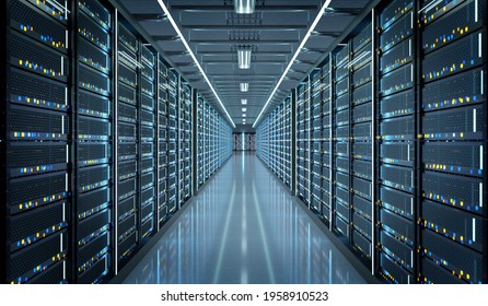 View of a Server room data center - 3d rendering