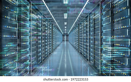 View of a Server room data center - 3d rendering