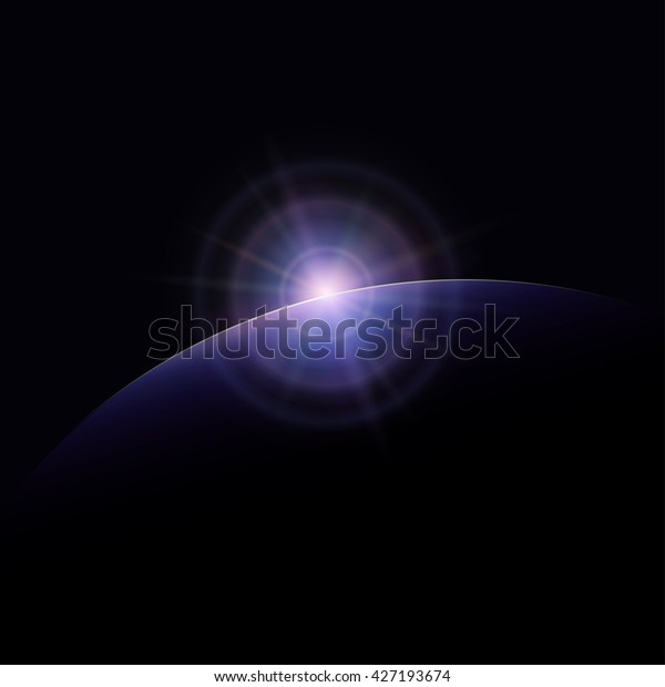 View from
Space, Space Star Rises above the Planet, the Sun Rising over the
Earth, Rays and Glare over the Planet
Earth