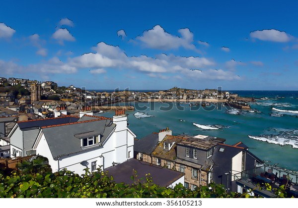 View St Ives Cornwall England Harbour Stock Illustration 356105213