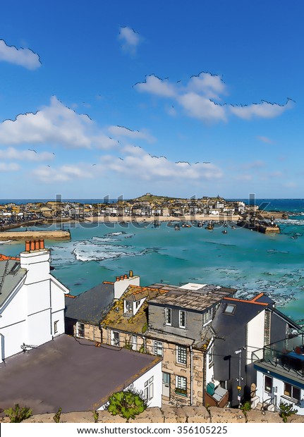 View St Ives Cornwall England Harbour Stock Illustration 356105225