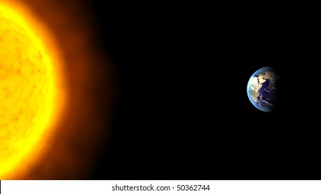 View Of The Sun And The Earth In Front