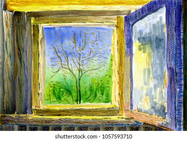 393 Watercolor Open Window Images, Stock Photos & Vectors | Shutterstock