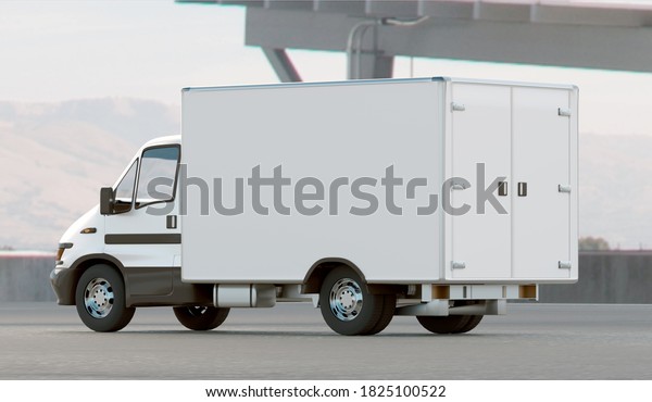 View of a White mini\
Truck car mock up 