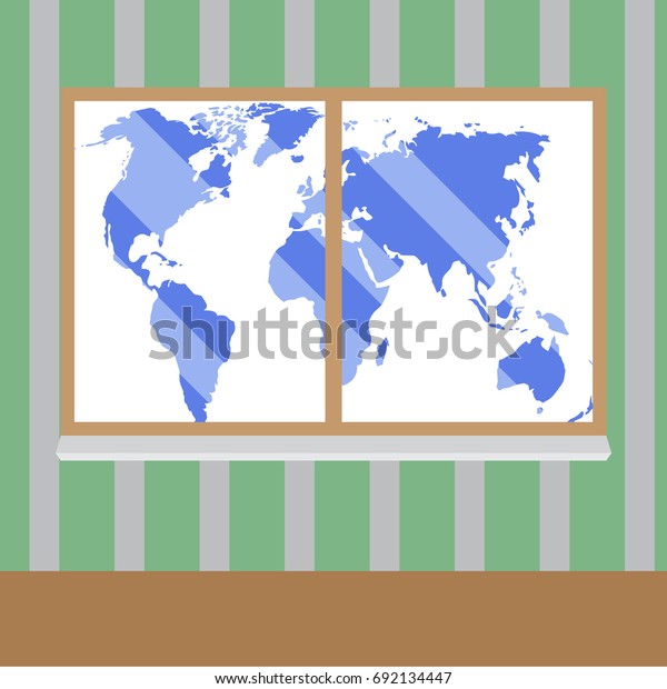 View Window Map World Global Map Stock Illustration 692134447 ...