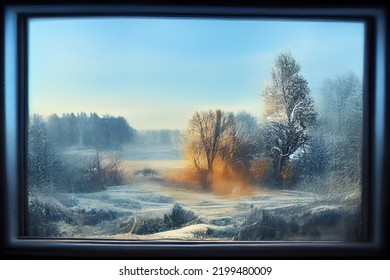 View From The Window On A Winter Landscape